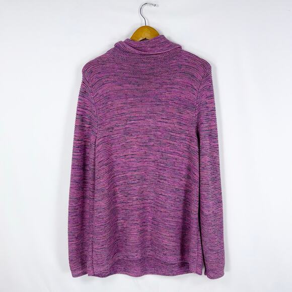 J Jill Women's Cowl Neck Space dye Tunic Sweater Large Pink Purple - Picture 6 of 12